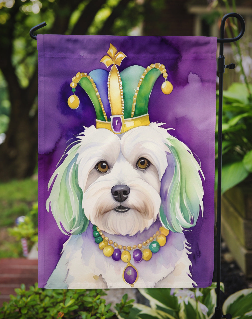 Coton de Tulear King of Mardi Gras Garden Flag