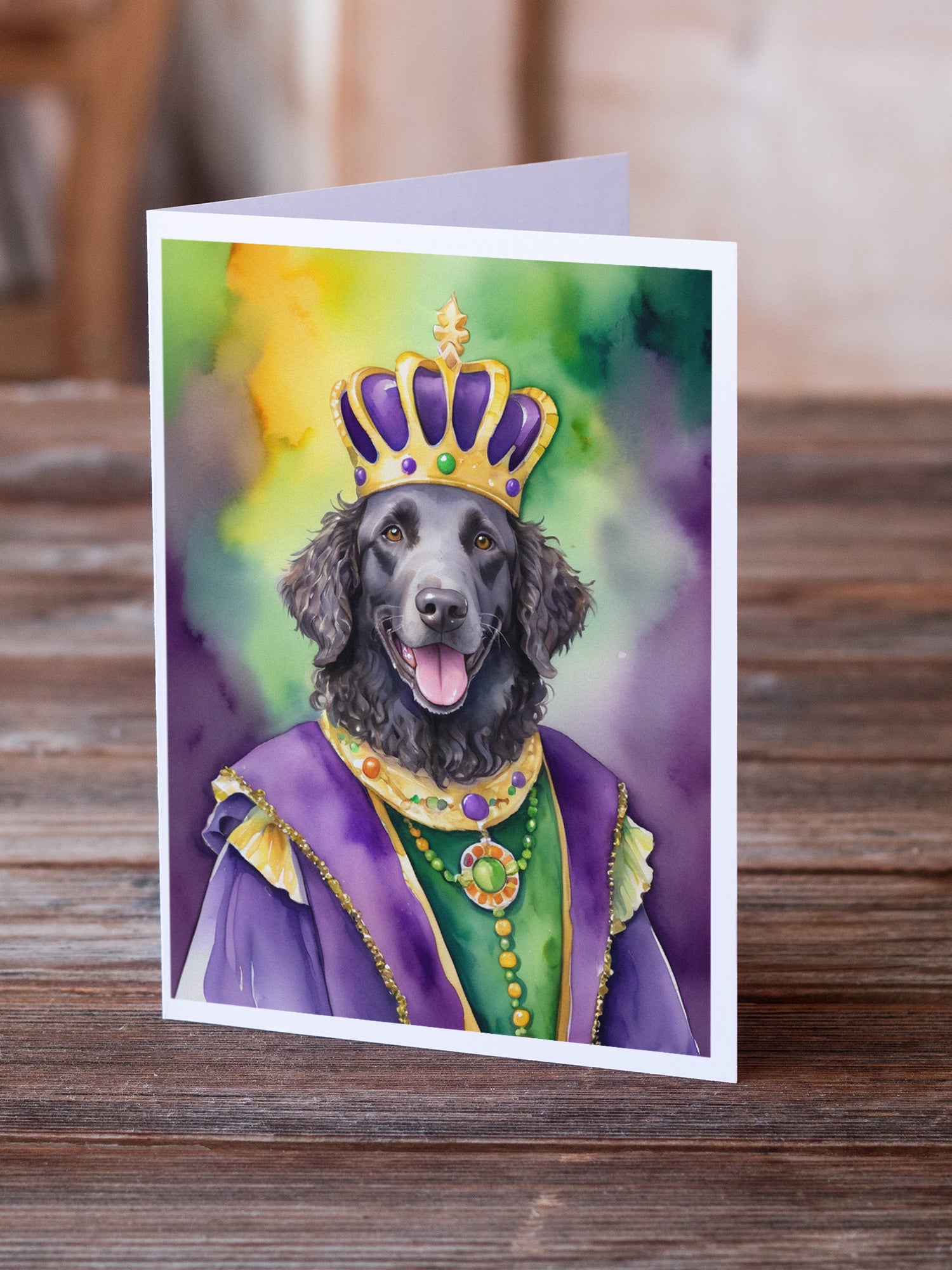 Buy this Curly-Coated Retriever King of Mardi Gras Greeting Cards Pack of 8