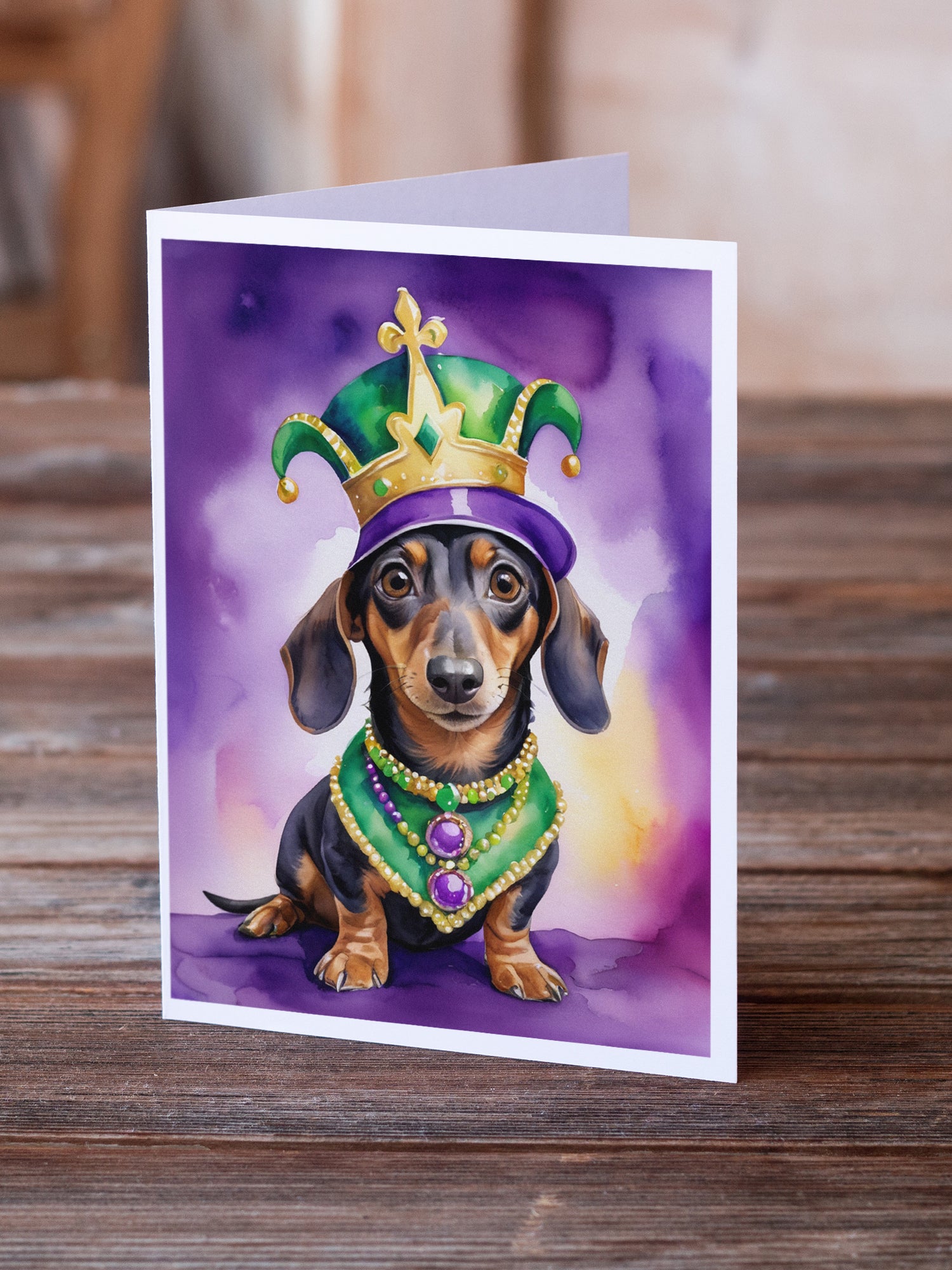 Buy this Dachshund King of Mardi Gras Greeting Cards Pack of 8