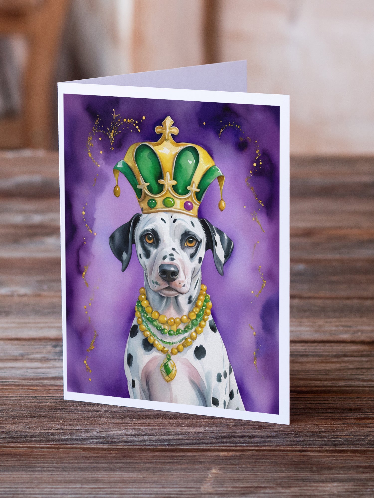 Dalmatian King of Mardi Gras Greeting Cards Pack of 8