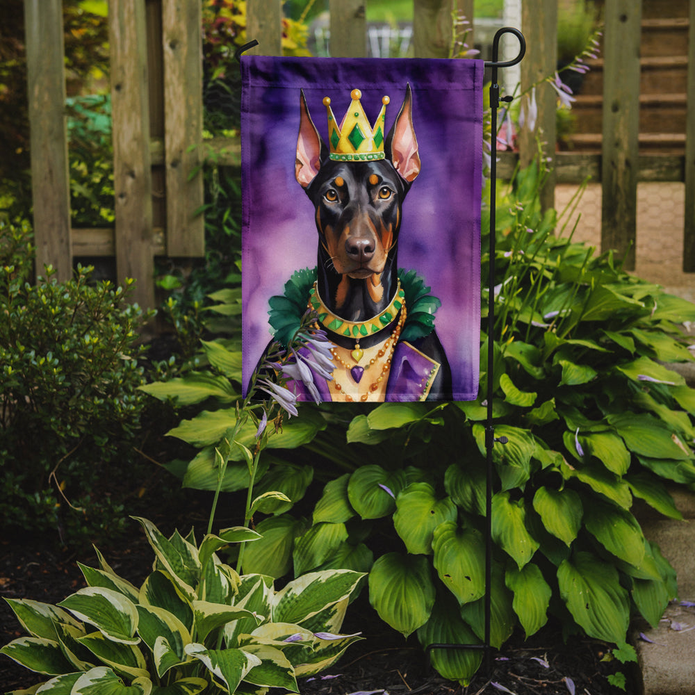 Doberman Pinscher King of Mardi Gras Garden Flag