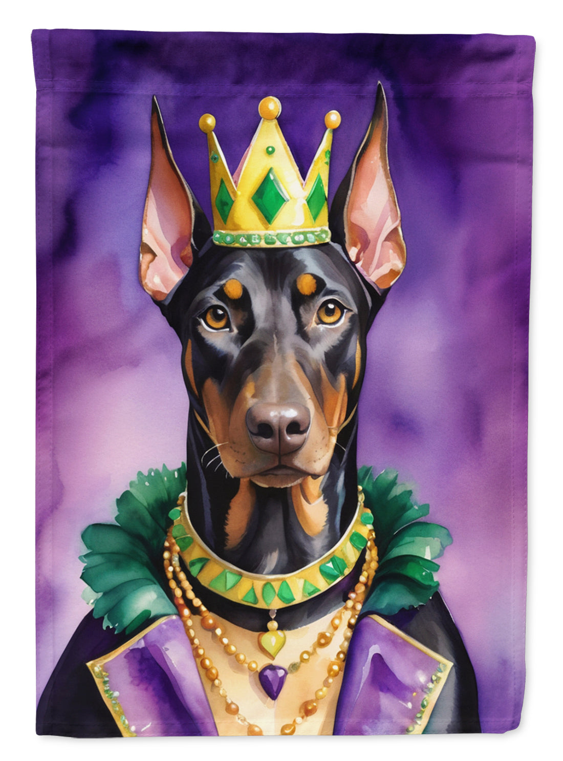 Buy this Doberman Pinscher King of Mardi Gras Garden Flag