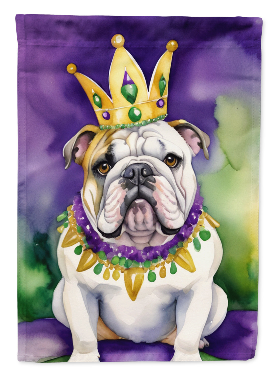 Buy this English Bulldog King of Mardi Gras Garden Flag