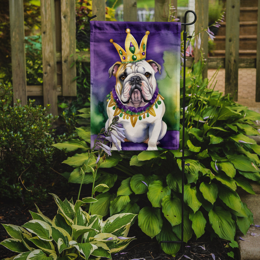 English Bulldog King of Mardi Gras Garden Flag