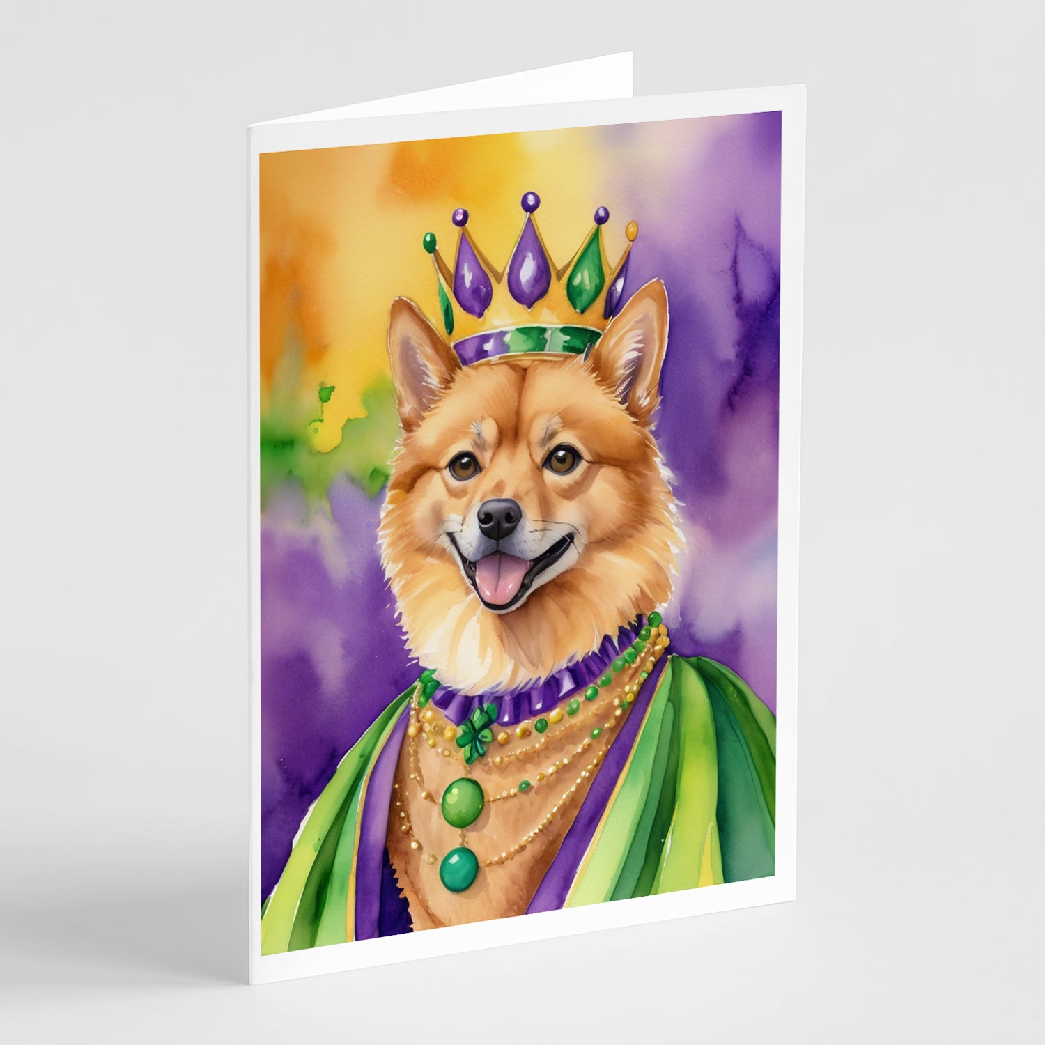 Buy this Finnish Spitz King of Mardi Gras Greeting Cards Pack of 8