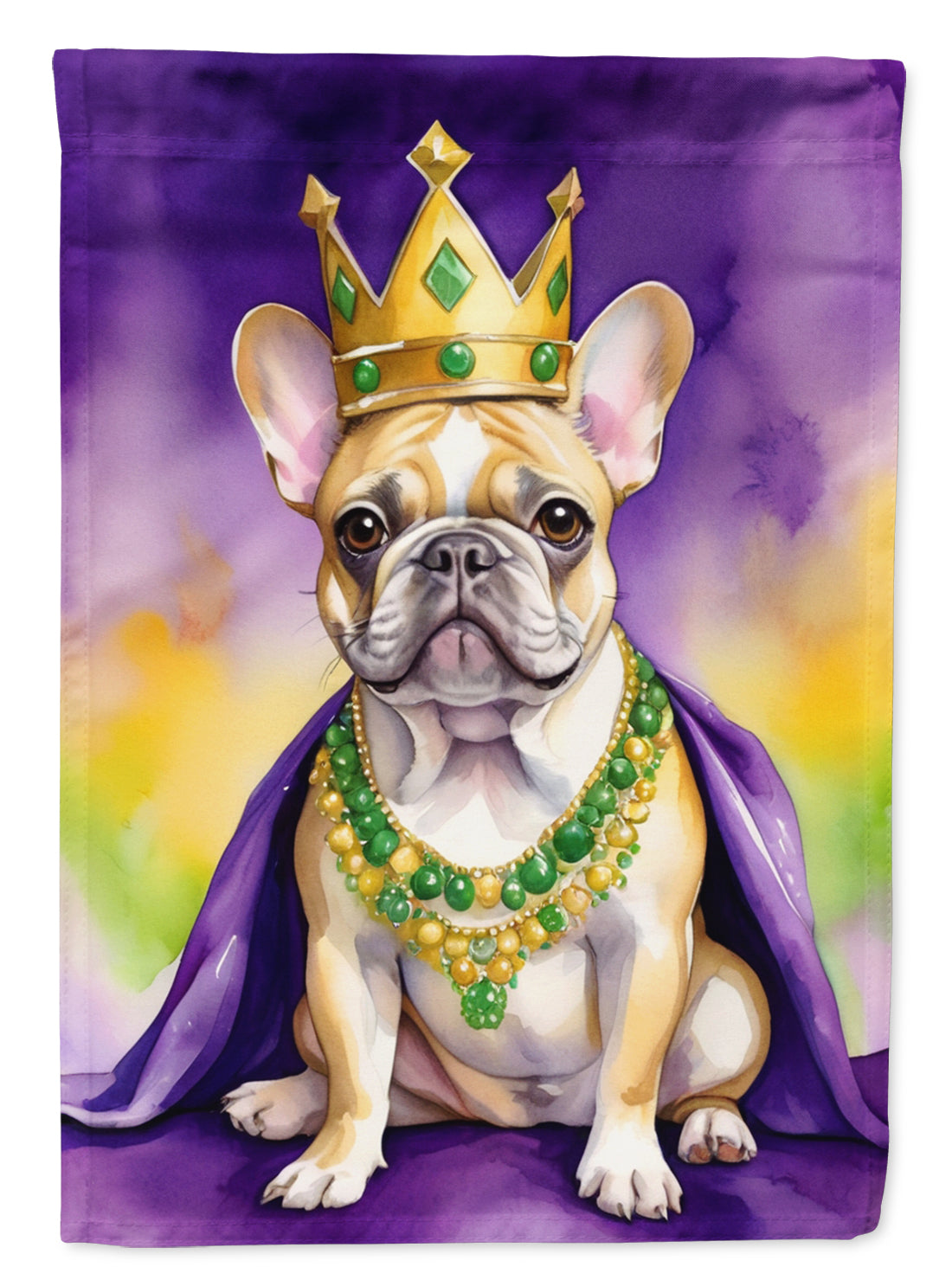 Buy this French Bulldog King of Mardi Gras Garden Flag