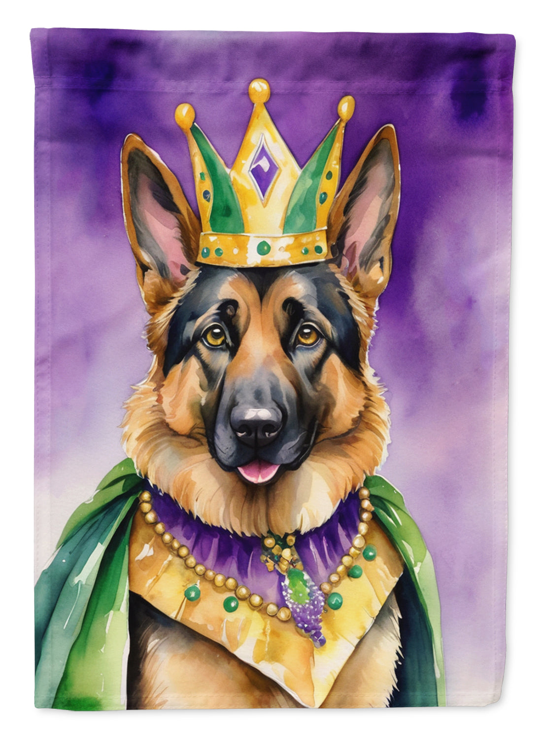 Buy this German Shepherd King of Mardi Gras House Flag