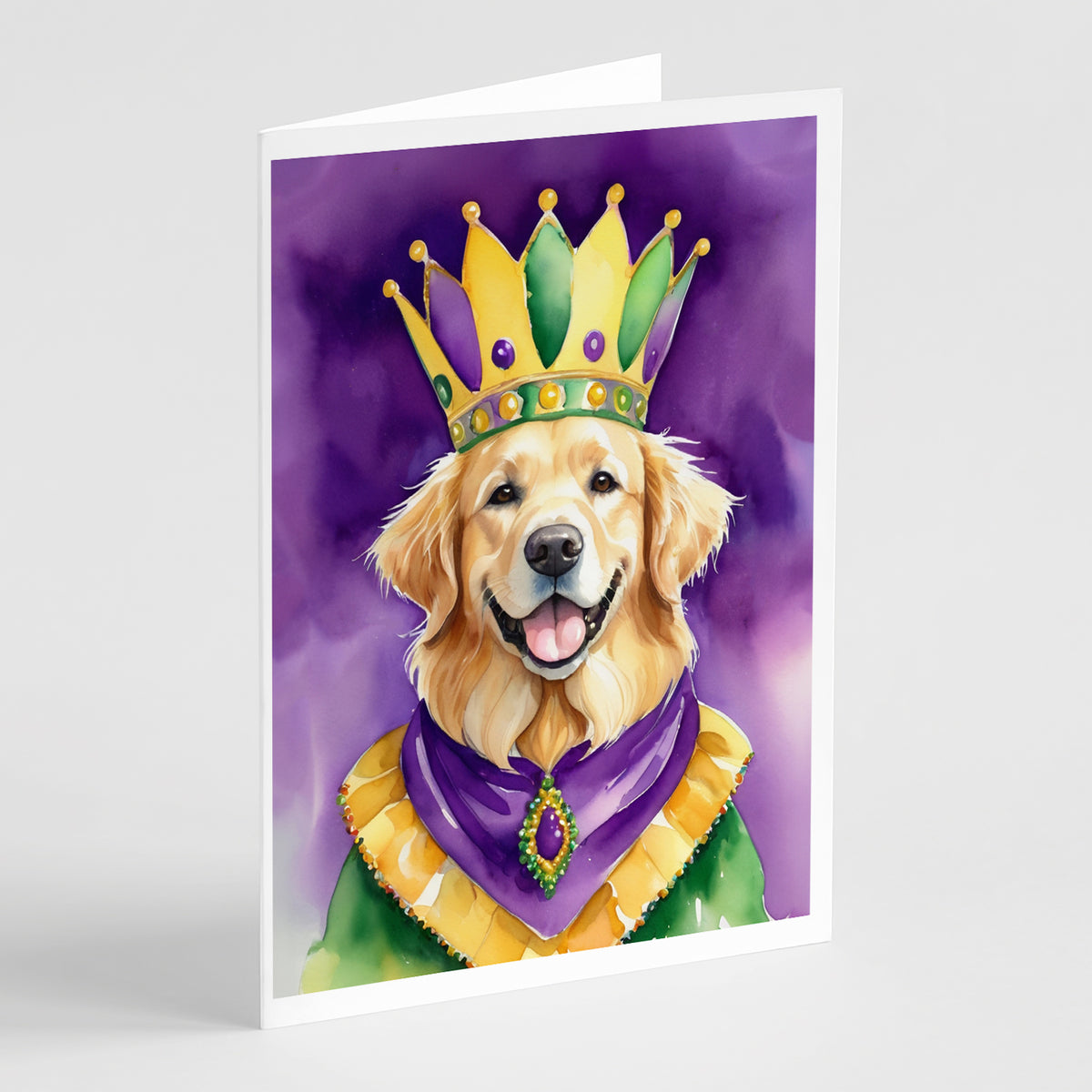 Buy this Golden Retriever King of Mardi Gras Greeting Cards Pack of 8