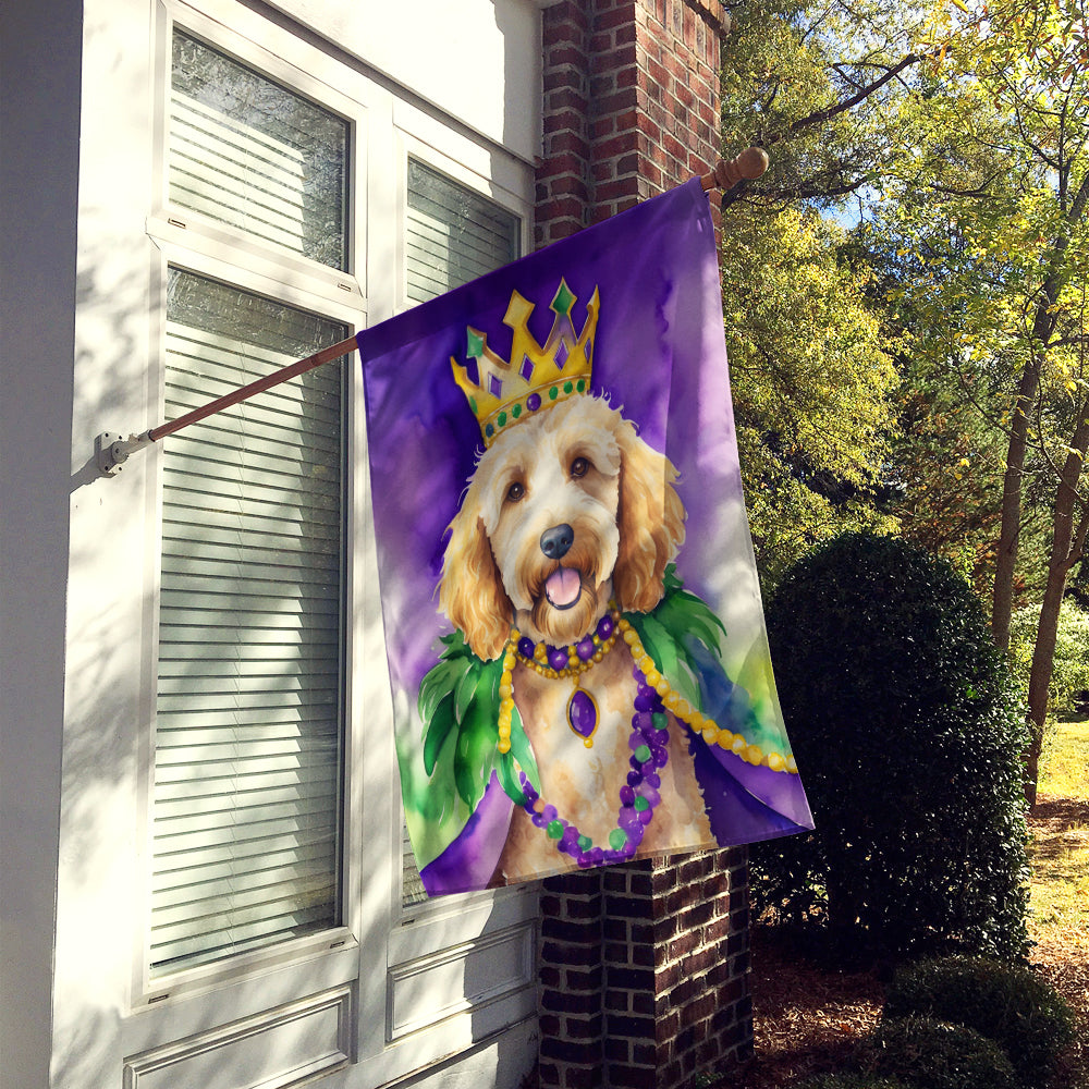 Goldendoodle King of Mardi Gras House Flag