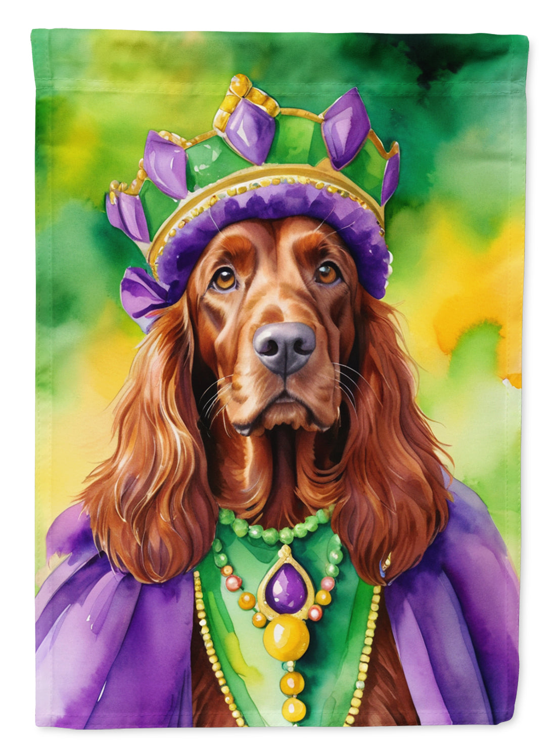 Buy this Irish Setter King of Mardi Gras Garden Flag