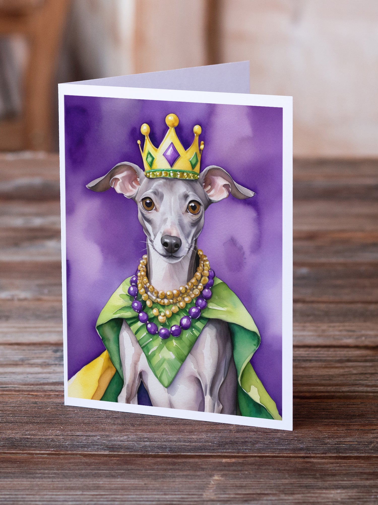 Buy this Italian Greyhound King of Mardi Gras Greeting Cards Pack of 8