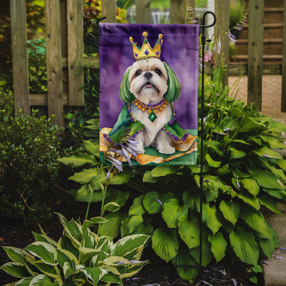 Lhasa Apso King of Mardi Gras Garden Flag