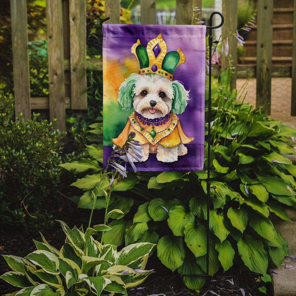 Maltipoo King of Mardi Gras Garden Flag