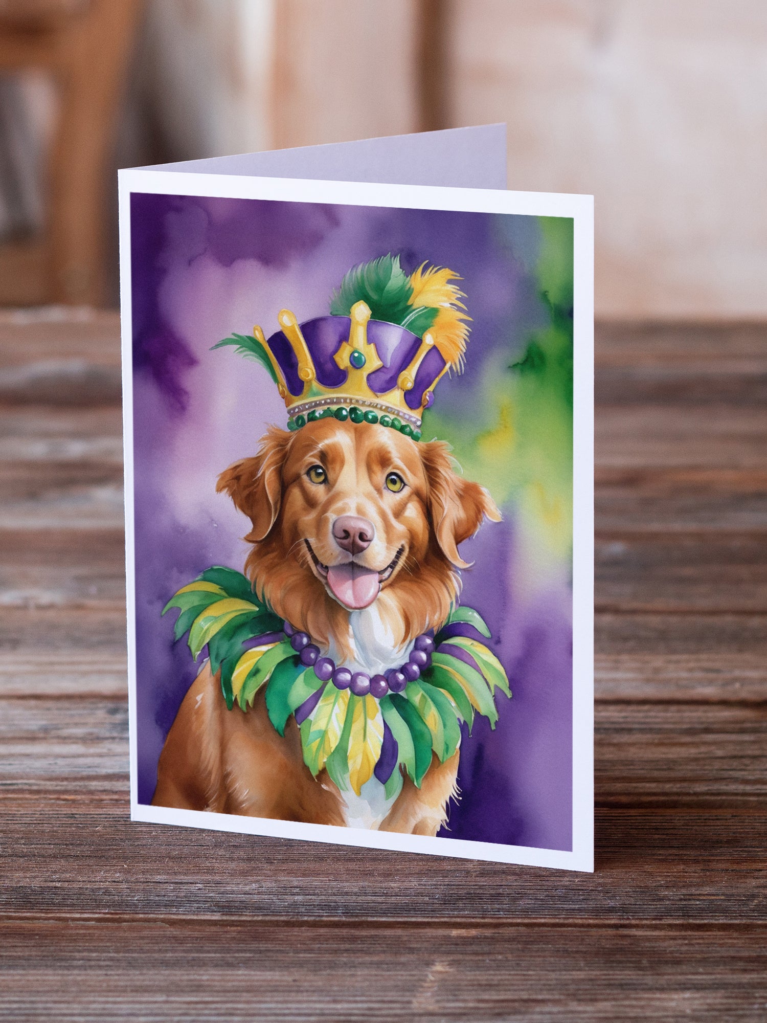 Buy this Nova Scotia Duck Tolling Retriever King of Mardi Gras Greeting Cards Pack of 8