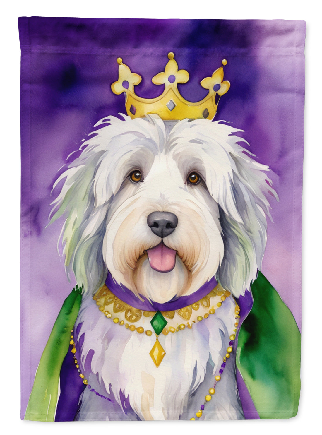 Buy this Old English Sheepdog King of Mardi Gras House Flag