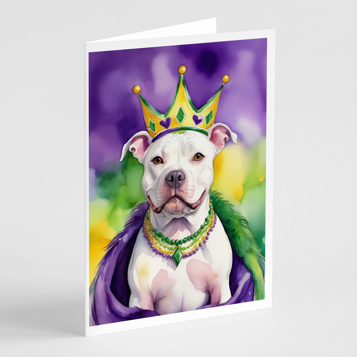 Buy this Pit Bull Terrier King of Mardi Gras Greeting Cards Pack of 8