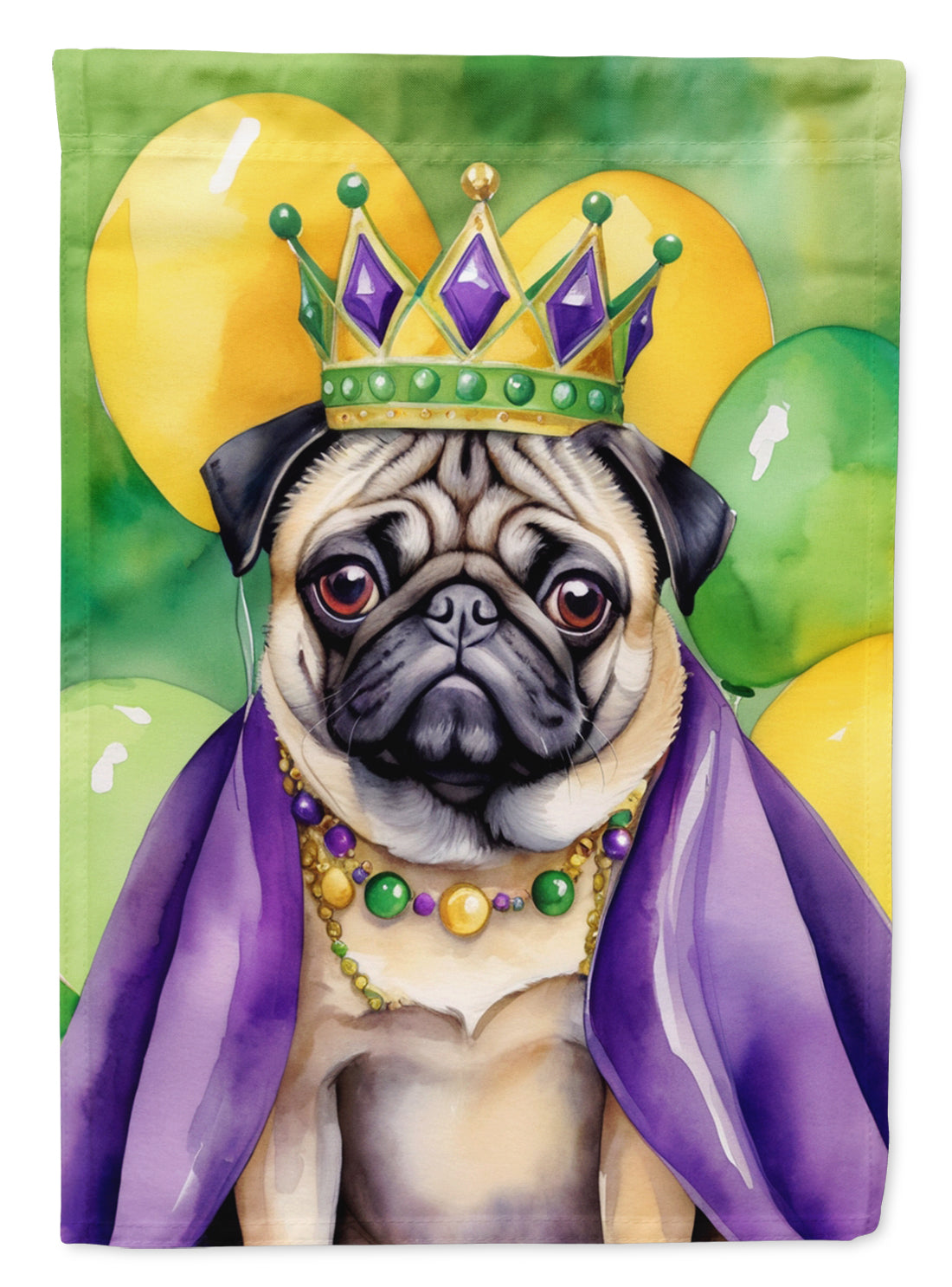 Buy this Pug King of Mardi Gras House Flag