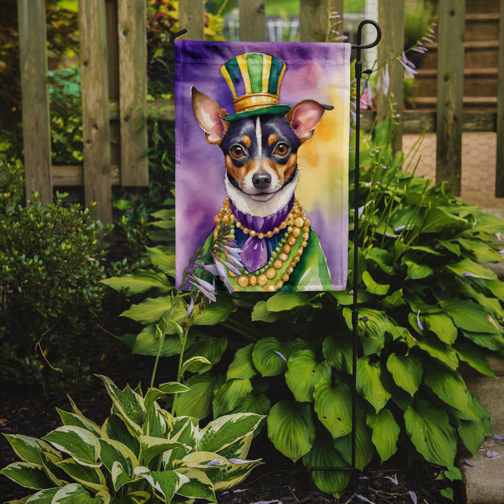 Rat Terrier King of Mardi Gras Garden Flag