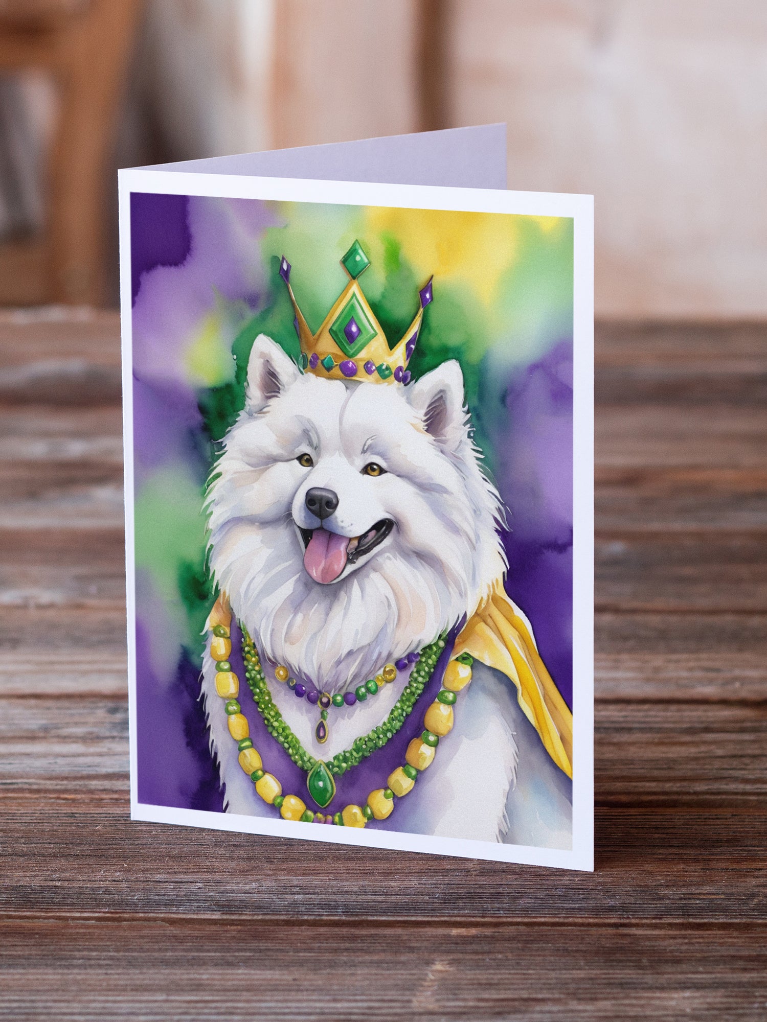 Buy this Samoyed King of Mardi Gras Greeting Cards Pack of 8