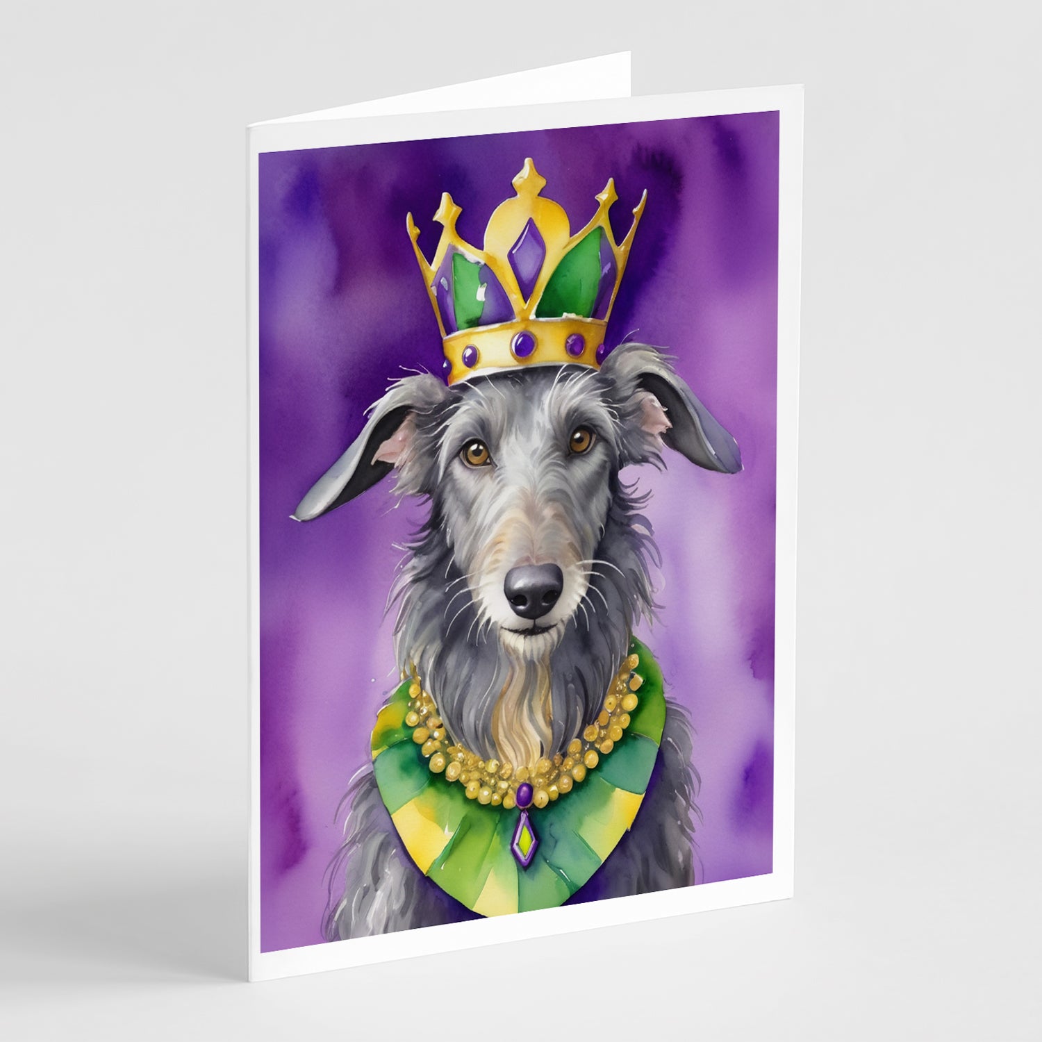 Buy this Scottish Deerhound King of Mardi Gras Greeting Cards Pack of 8