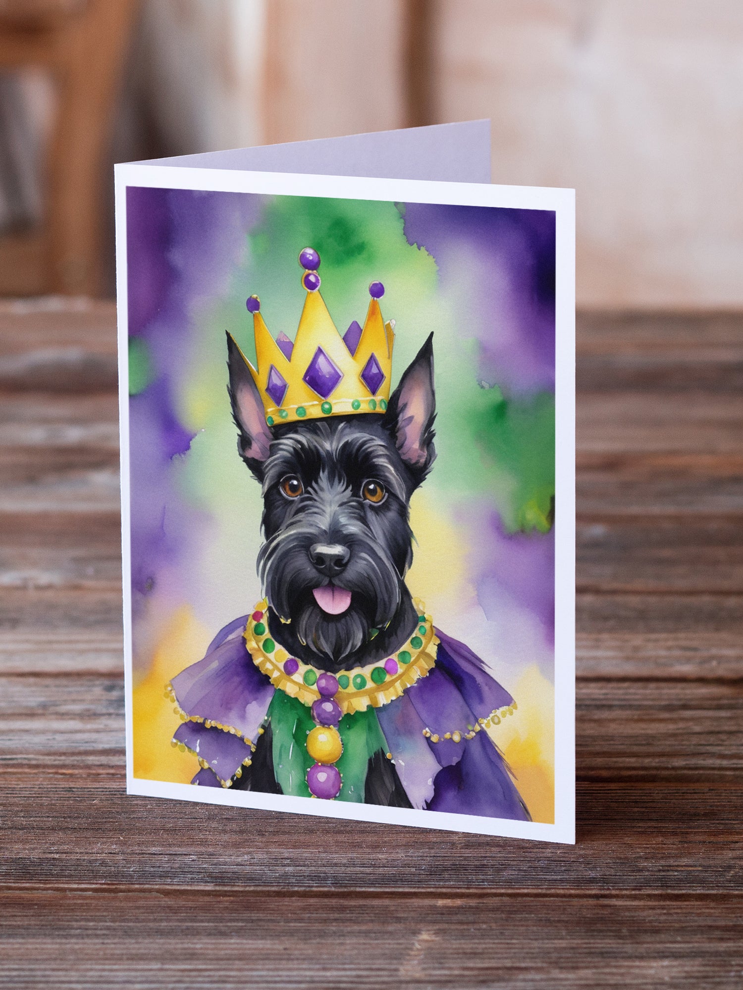 Buy this Scottish Terrier King of Mardi Gras Greeting Cards Pack of 8