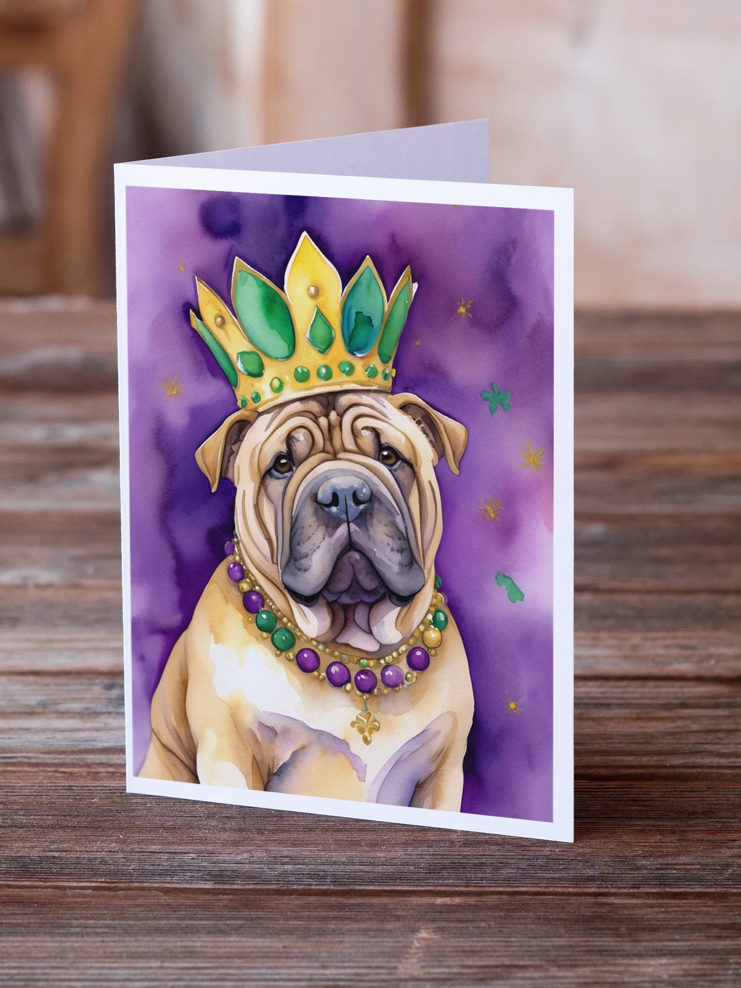 Buy this Shar Pei King of Mardi Gras Greeting Cards Pack of 8