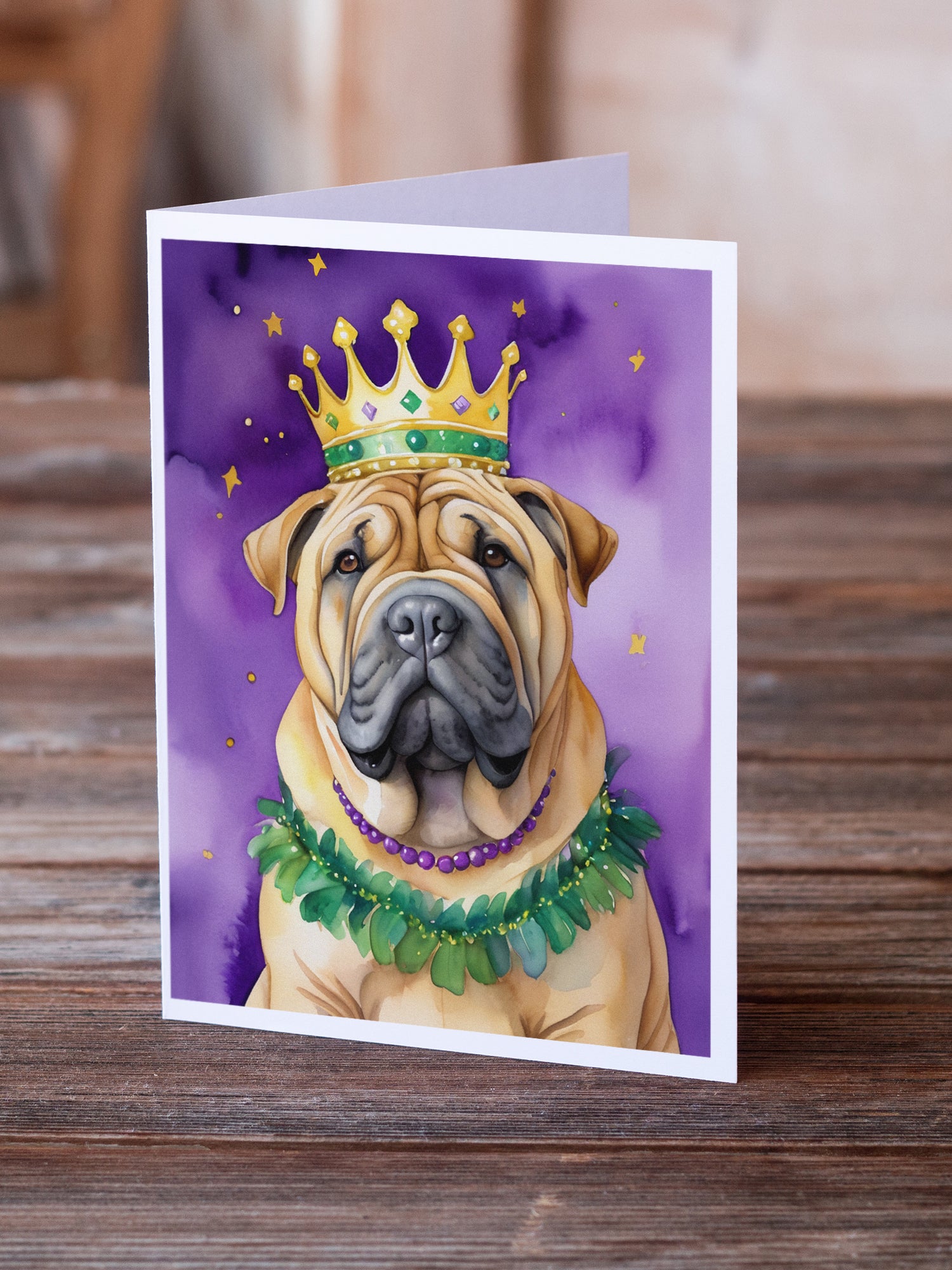 Buy this Shar Pei King of Mardi Gras Greeting Cards Pack of 8