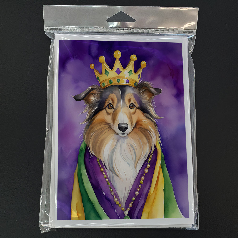 Sheltie King of Mardi Gras Greeting Cards Pack of 8