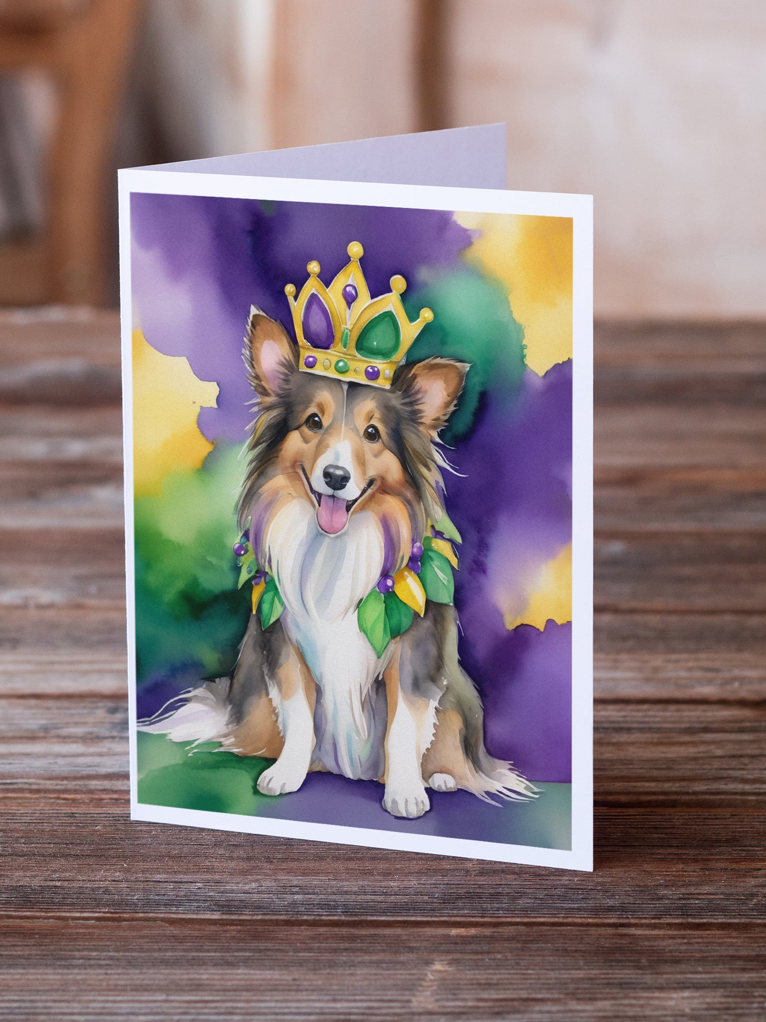 Buy this Sheltie King of Mardi Gras Greeting Cards Pack of 8