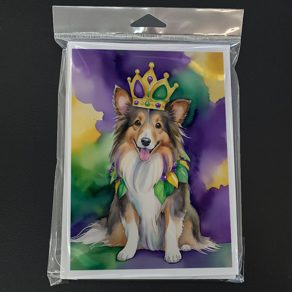 Sheltie King of Mardi Gras Greeting Cards Pack of 8