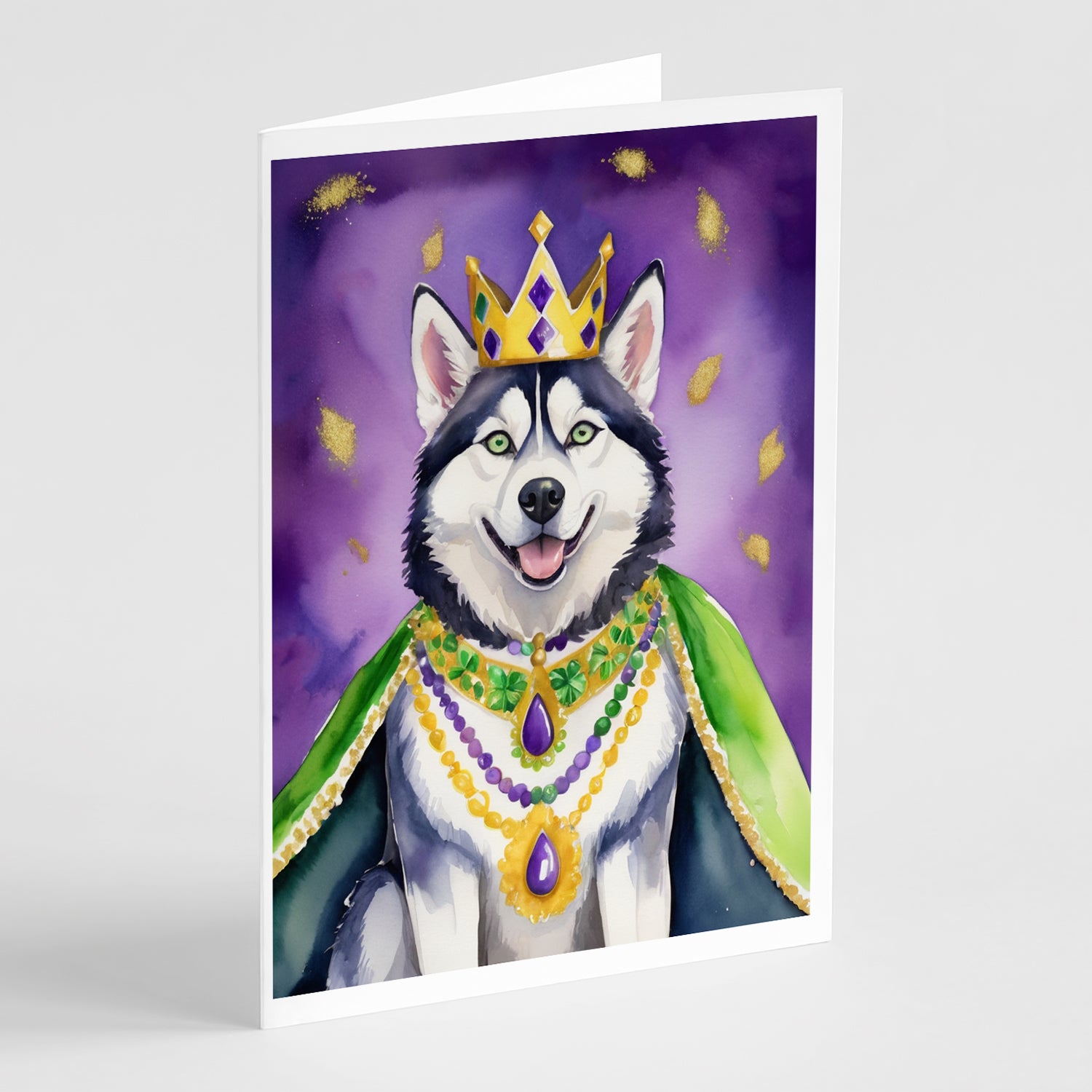 Buy this Siberian Husky King of Mardi Gras Greeting Cards Pack of 8