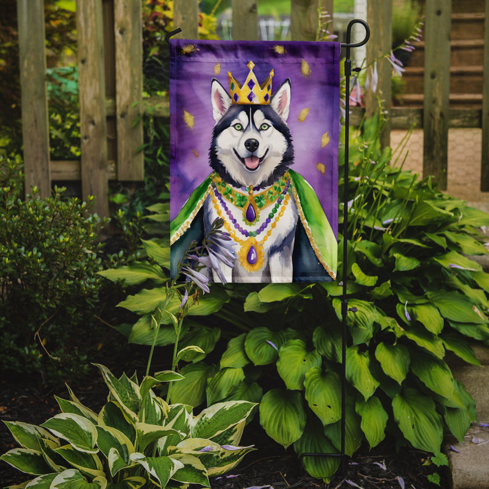 Siberian Husky King of Mardi Gras Garden Flag