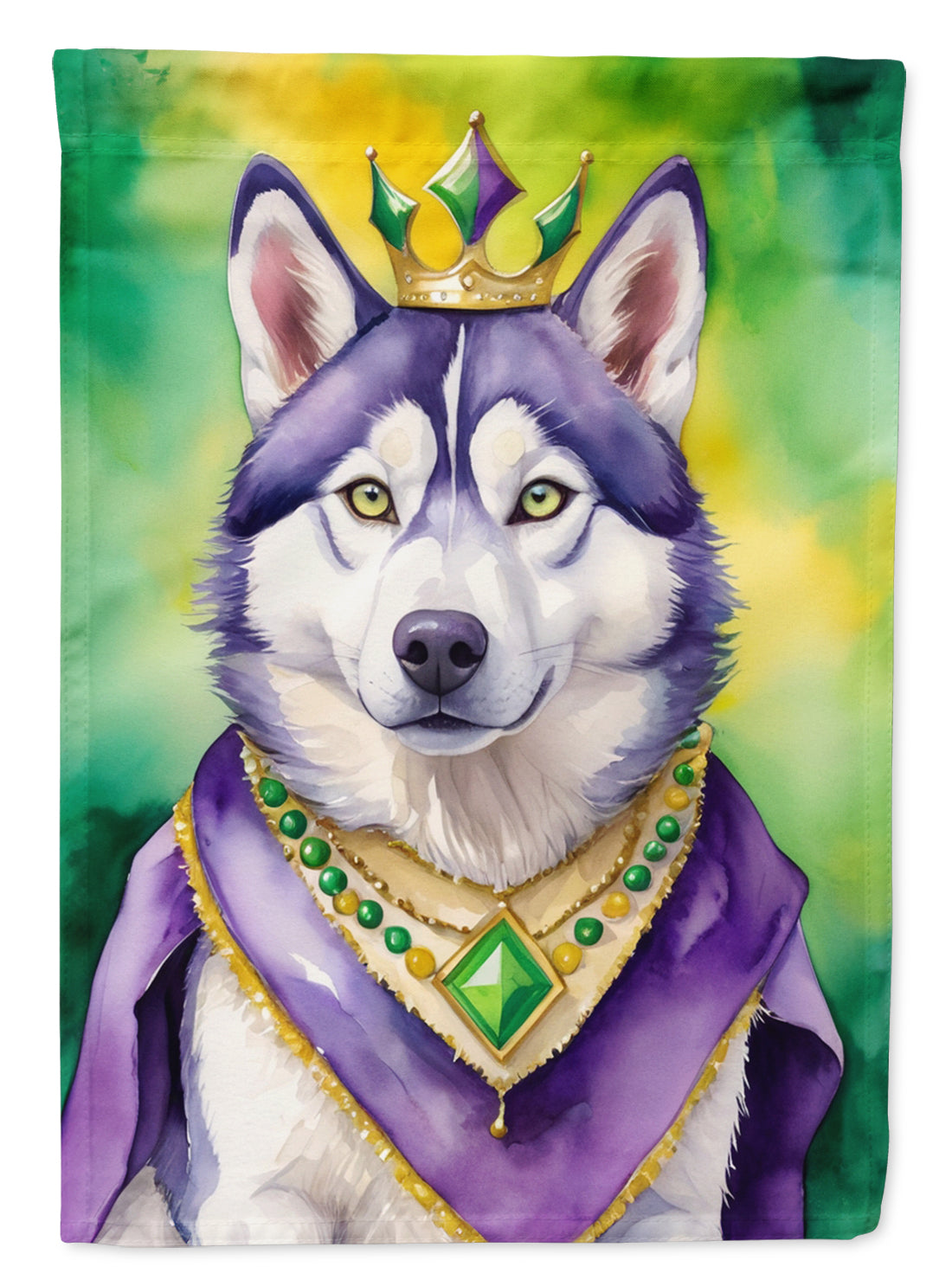 Buy this Siberian Husky King of Mardi Gras House Flag