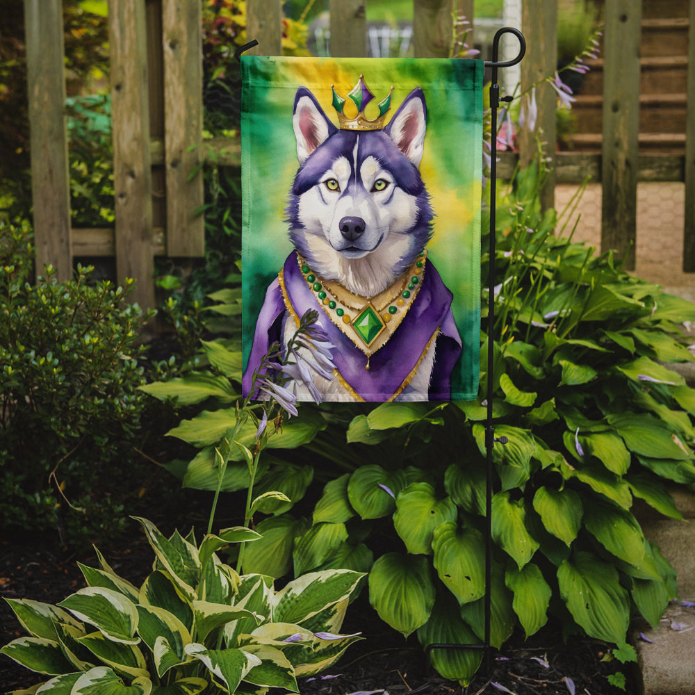 Siberian Husky King of Mardi Gras Garden Flag