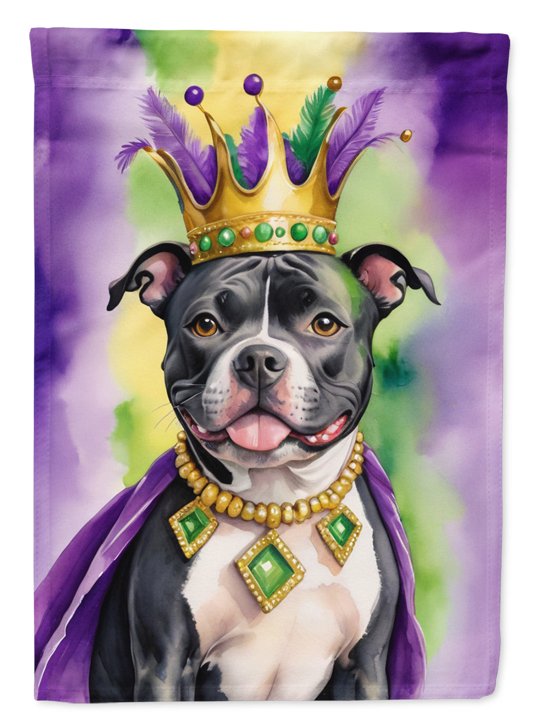 Buy this Staffordshire Bull Terrier King of Mardi Gras Garden Flag