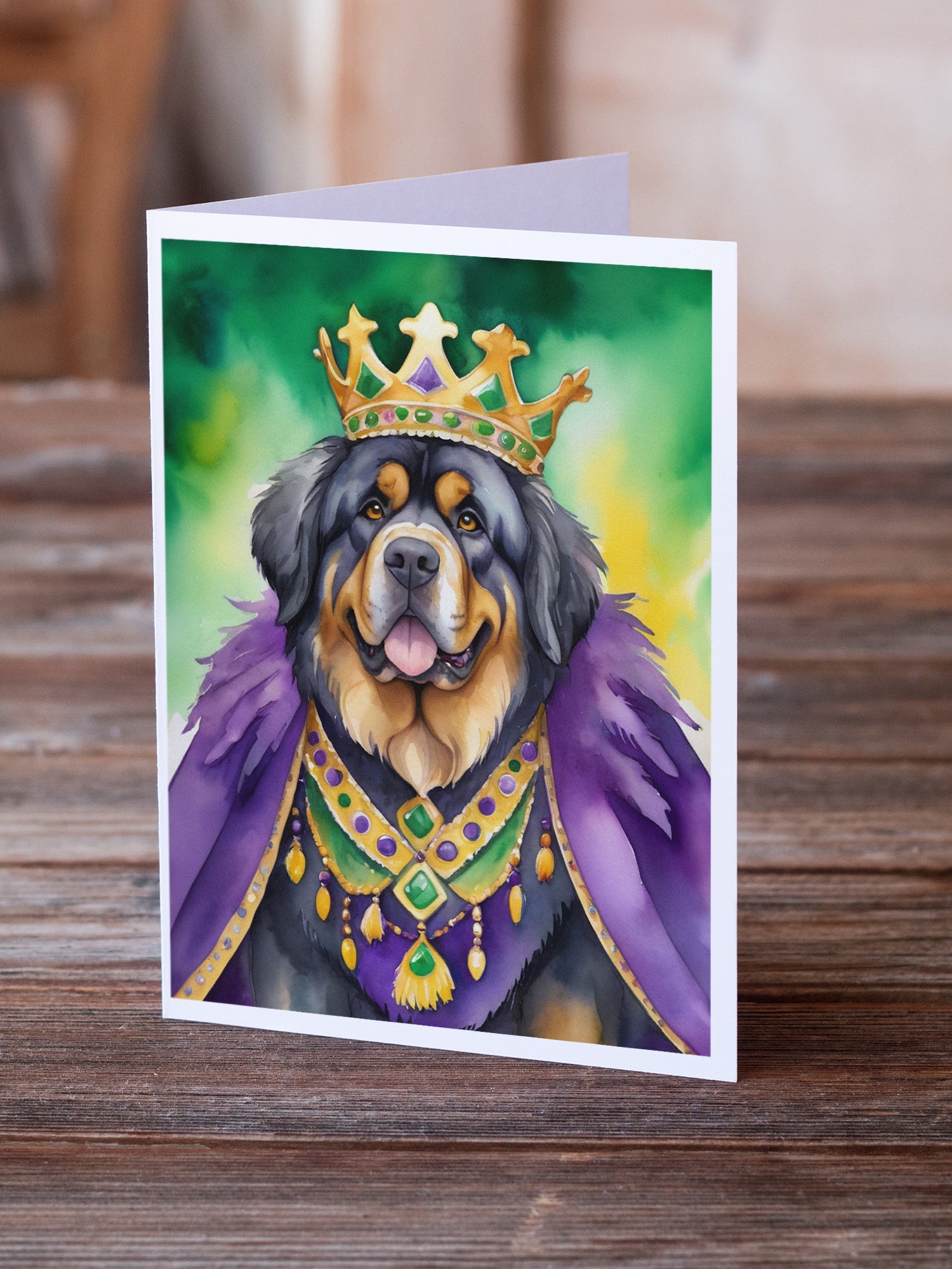 Buy this Tibetan Mastiff King of Mardi Gras Greeting Cards Pack of 8