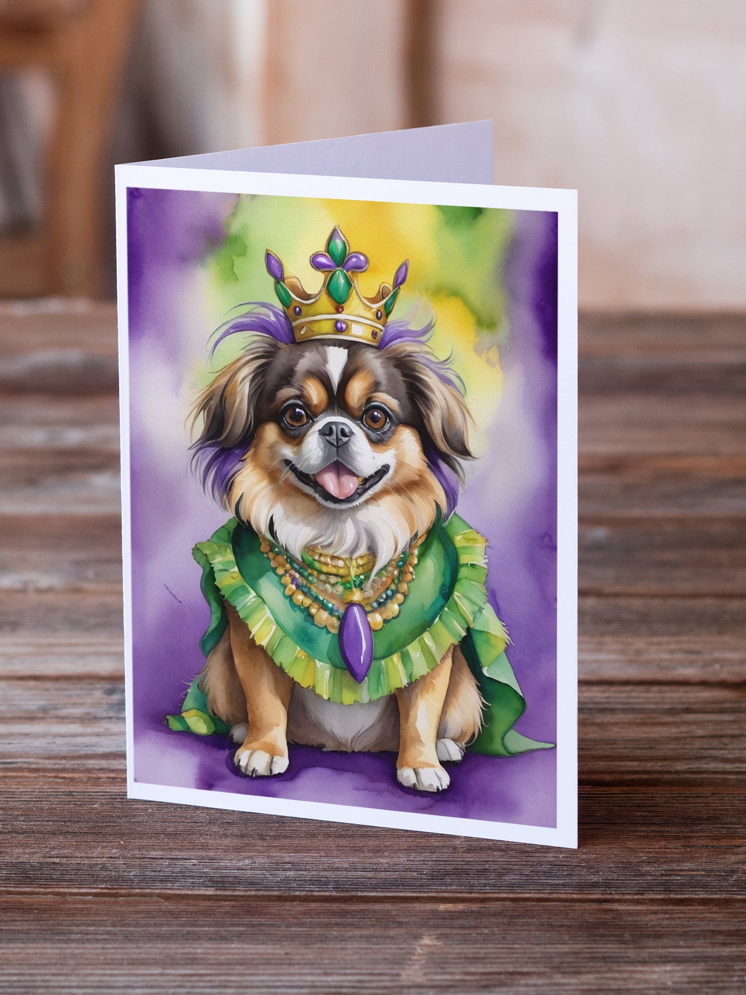 Tibetan Spaniel King of Mardi Gras Greeting Cards Pack of 8