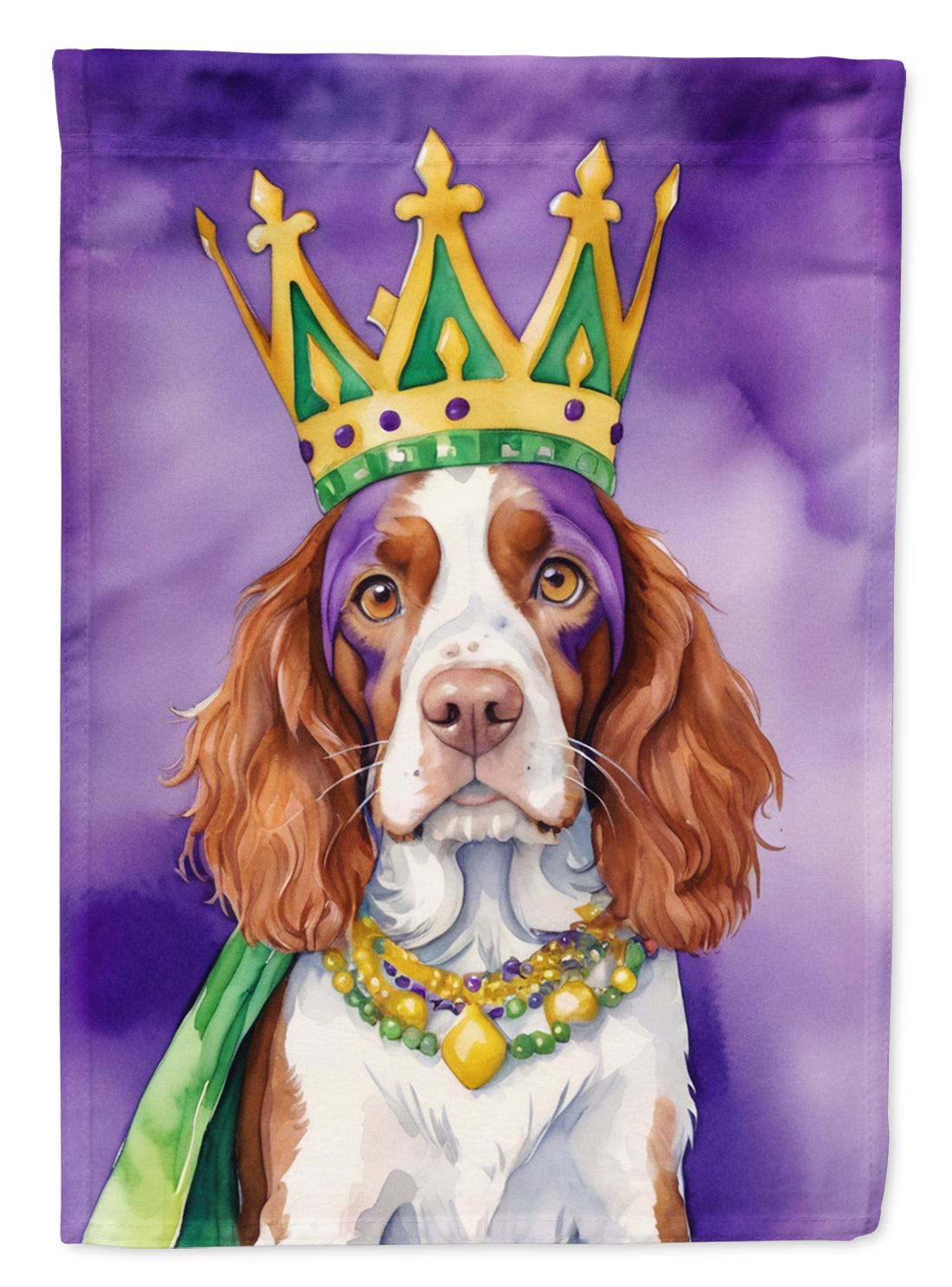 Buy this Welsh Springer Spaniel King of Mardi Gras Garden Flag