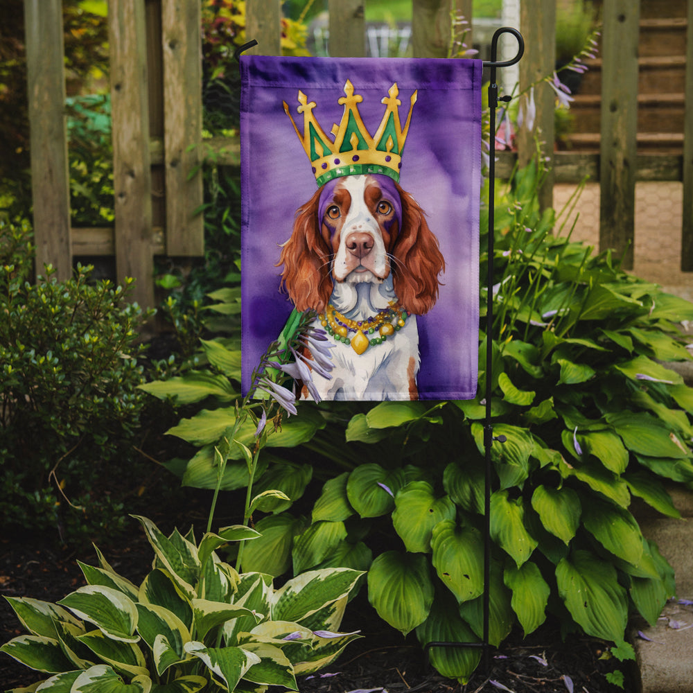 Welsh Springer Spaniel King of Mardi Gras Garden Flag