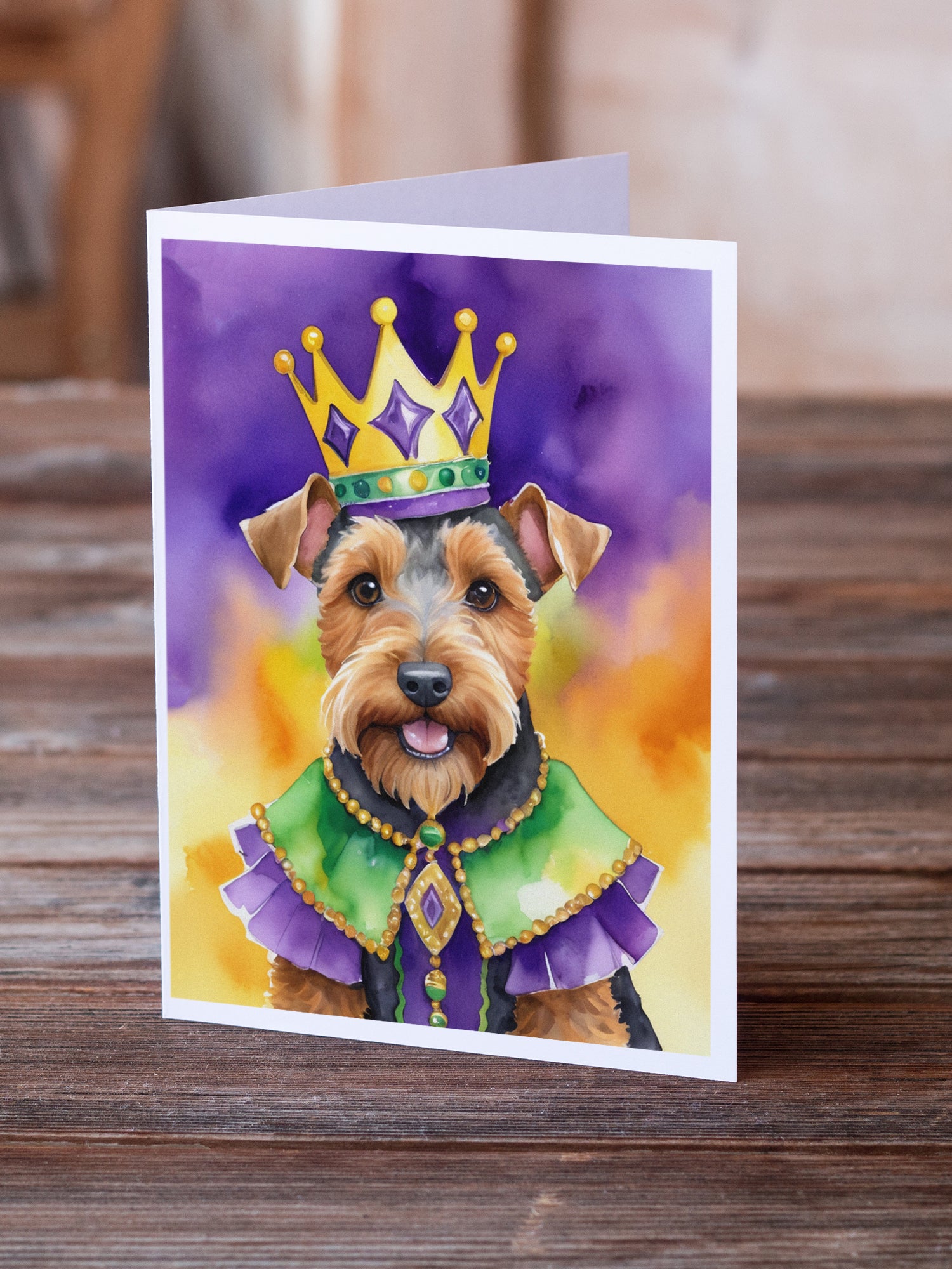 Buy this Welsh Terrier King of Mardi Gras Greeting Cards Pack of 8