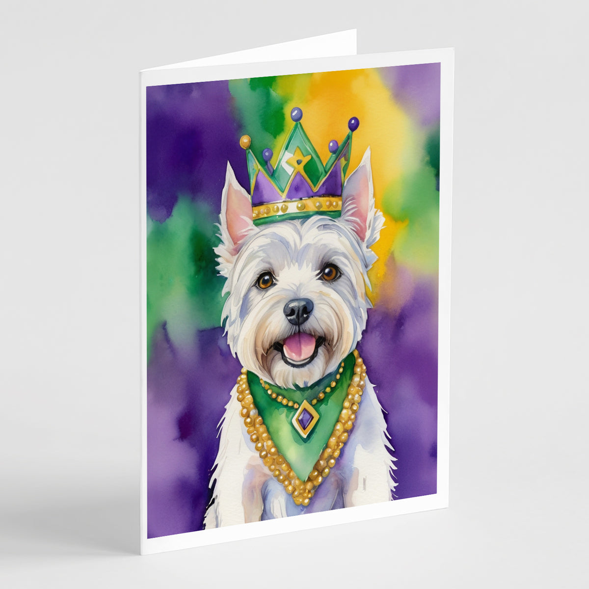 Buy this Westie King of Mardi Gras Greeting Cards Pack of 8