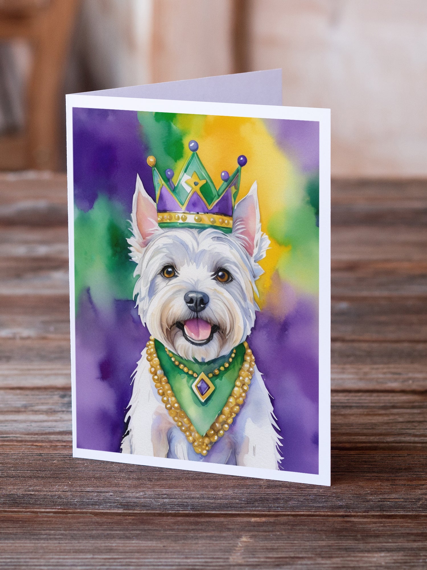 Westie King of Mardi Gras Greeting Cards Pack of 8