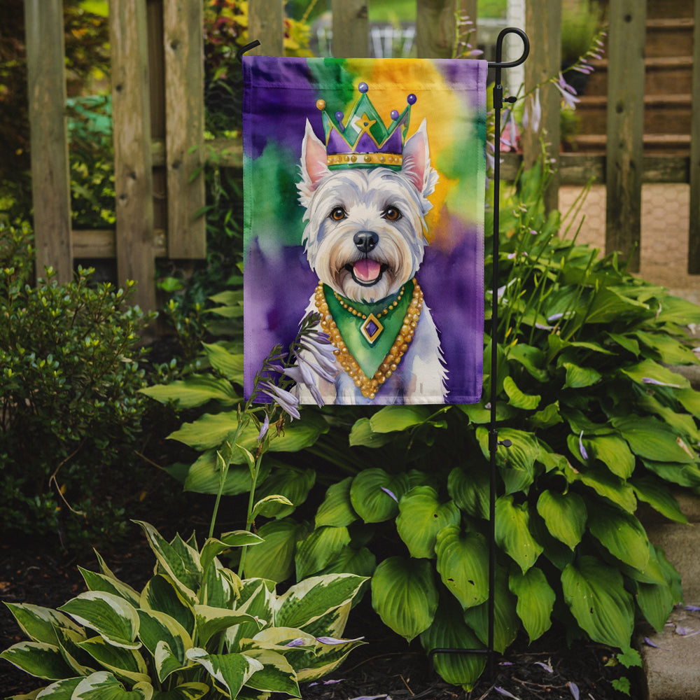 Westie King of Mardi Gras Garden Flag