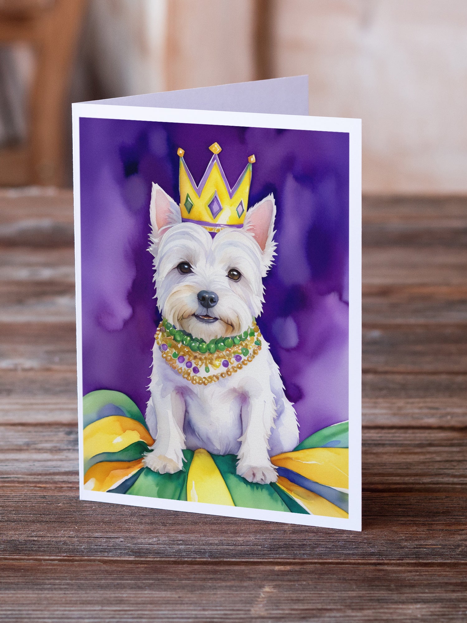 Buy this Westie King of Mardi Gras Greeting Cards Pack of 8