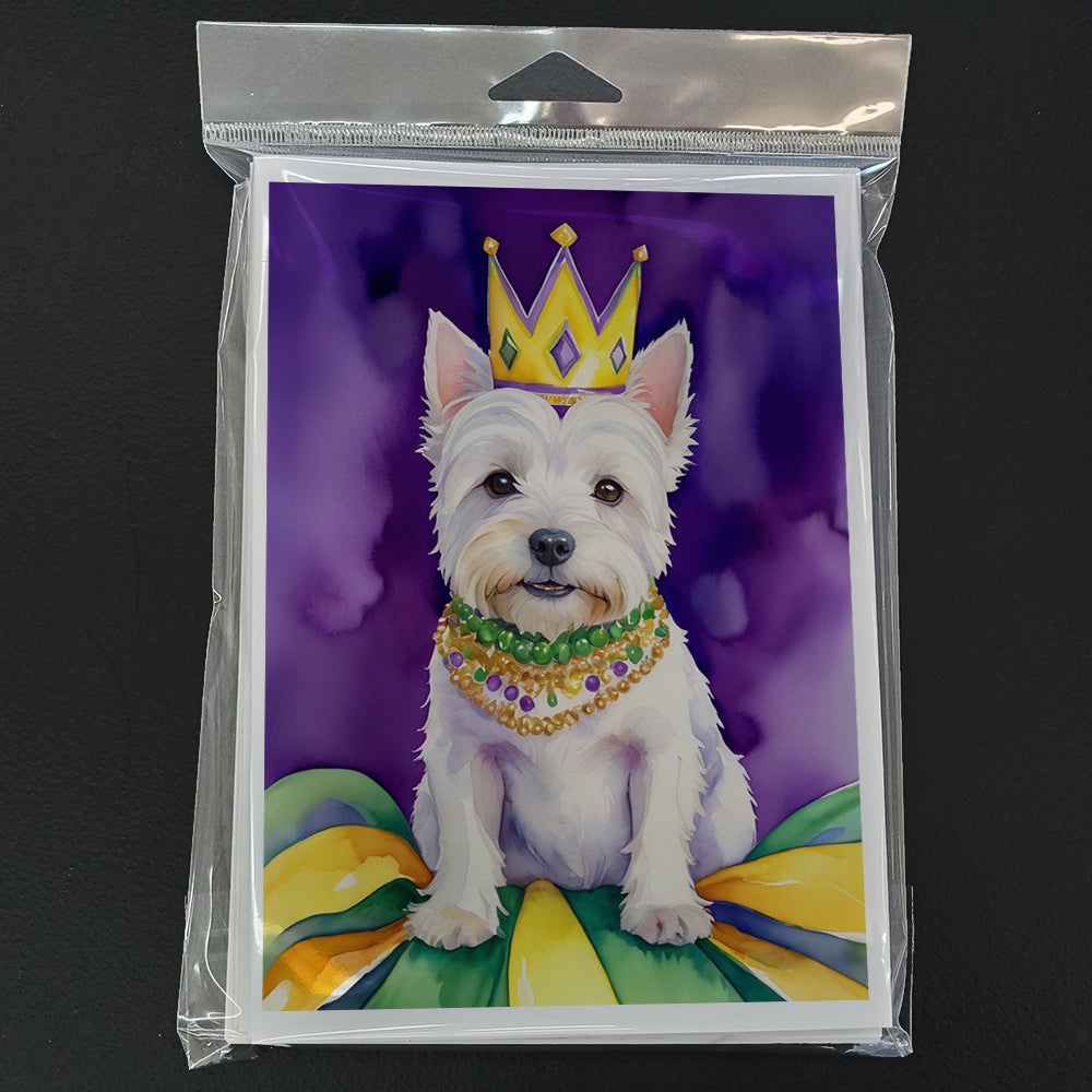 Westie King of Mardi Gras Greeting Cards Pack of 8