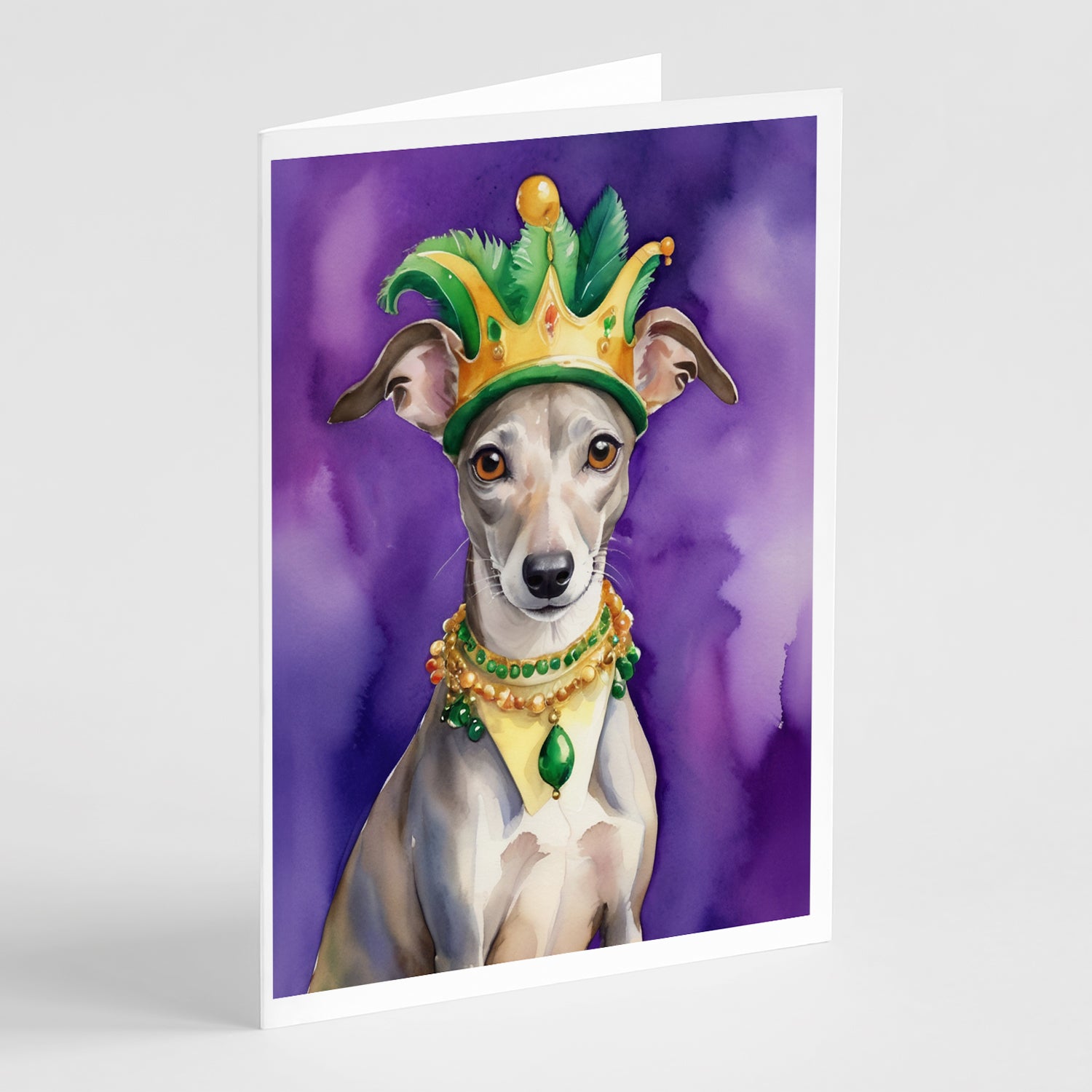 Buy this Whippet King of Mardi Gras Greeting Cards Pack of 8