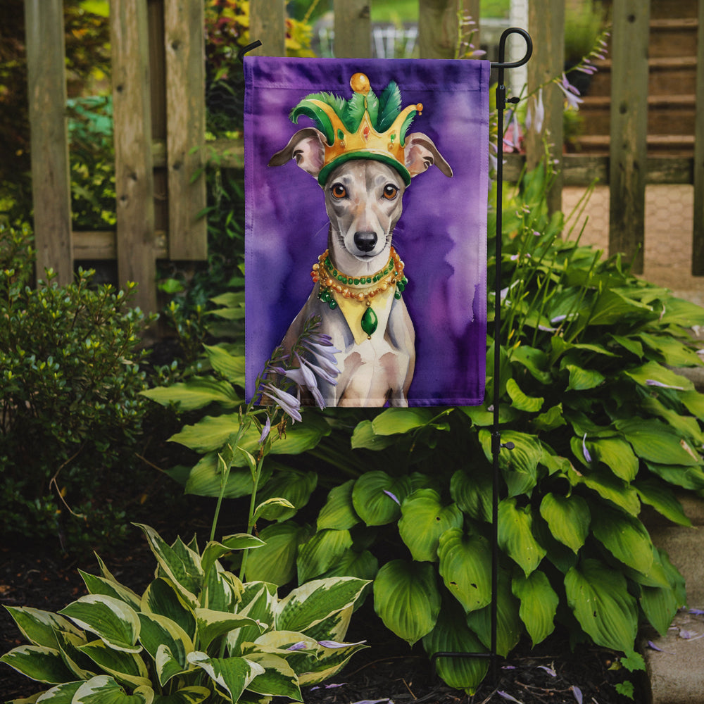 Whippet King of Mardi Gras Garden Flag