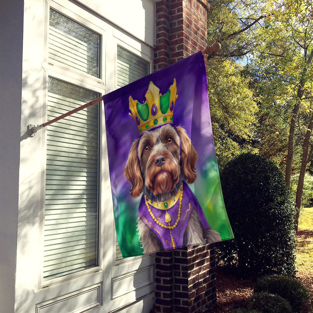 Wirehaired Pointing Griffon King of Mardi Gras House Flag