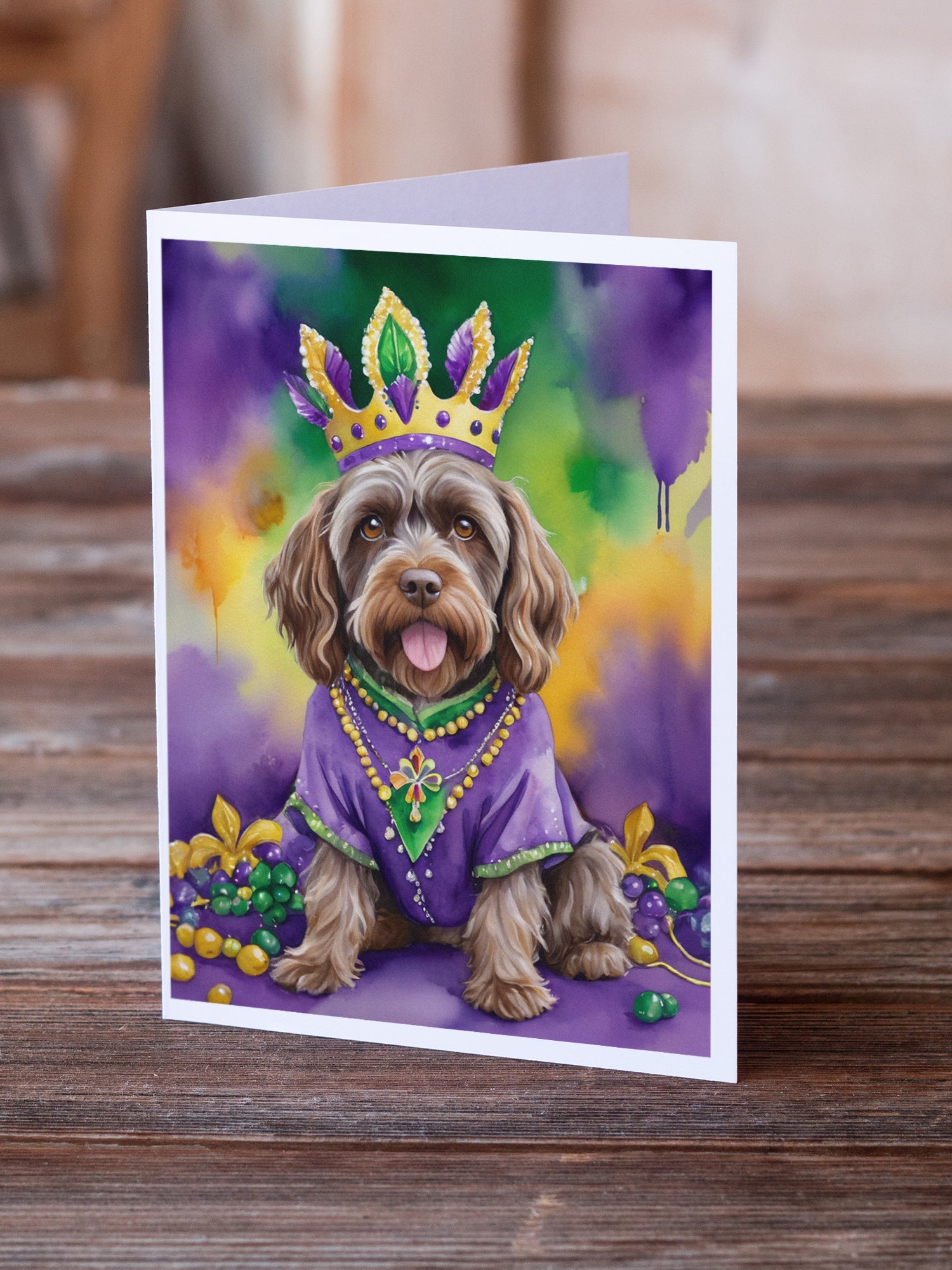 Buy this Wirehaired Pointing Griffon King of Mardi Gras Greeting Cards Pack of 8