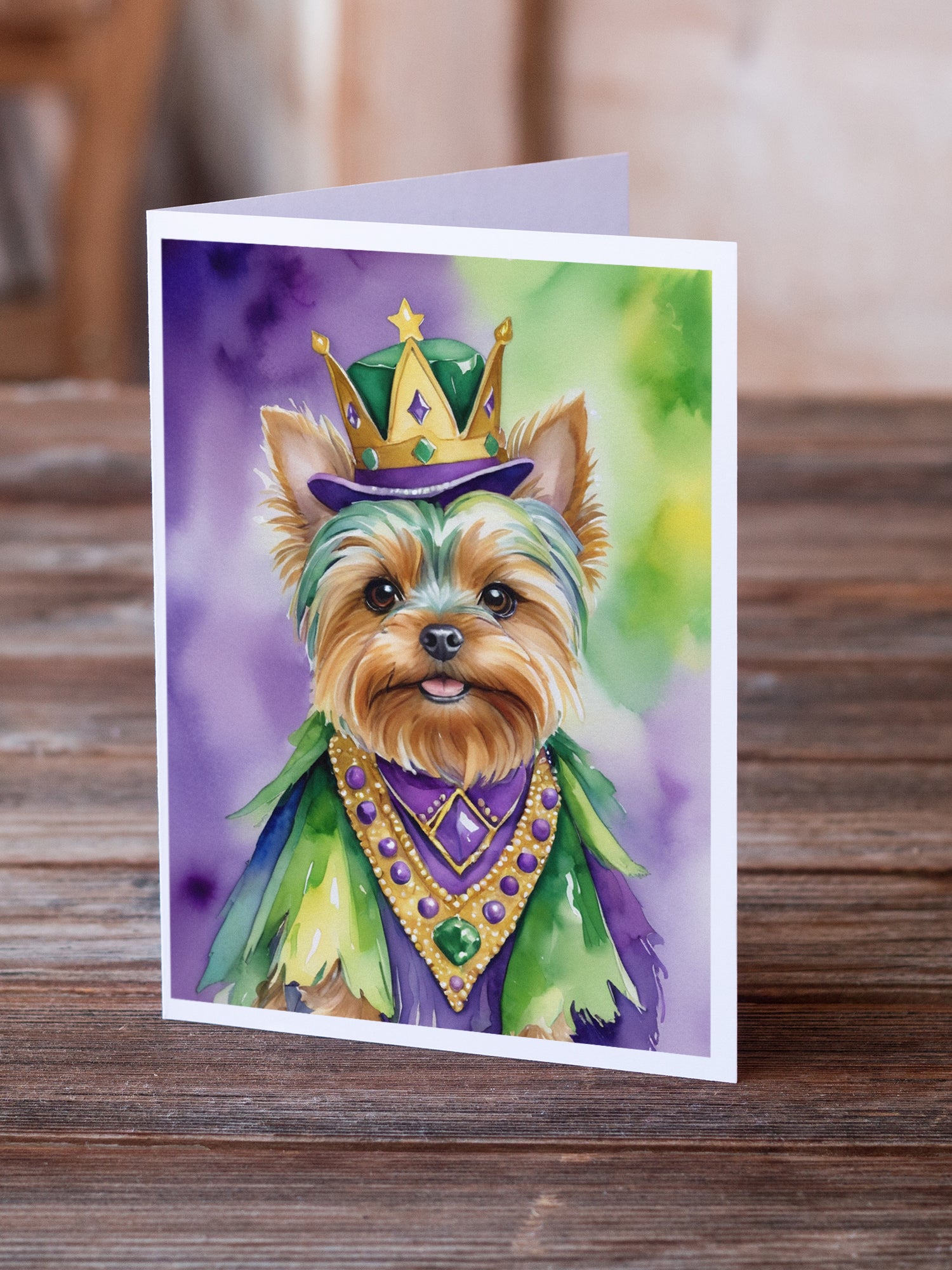 Buy this Yorkshire Terrier King of Mardi Gras Greeting Cards Pack of 8